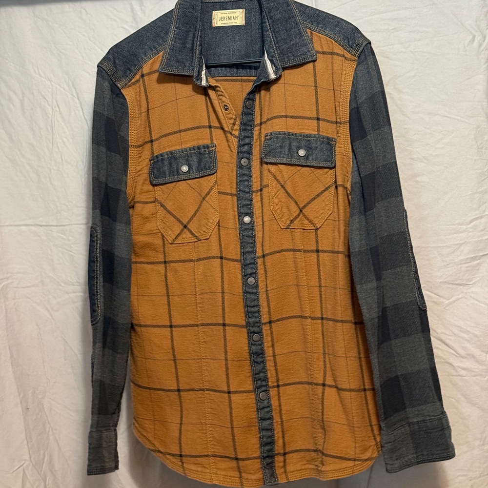 Men's Plaid Shirt in Orange and Black
